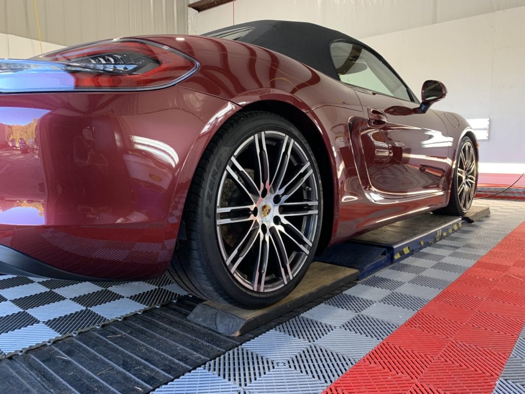 Photo of a Ceramic Coating Being Applied to a 2018 Porsche 718 Boxster