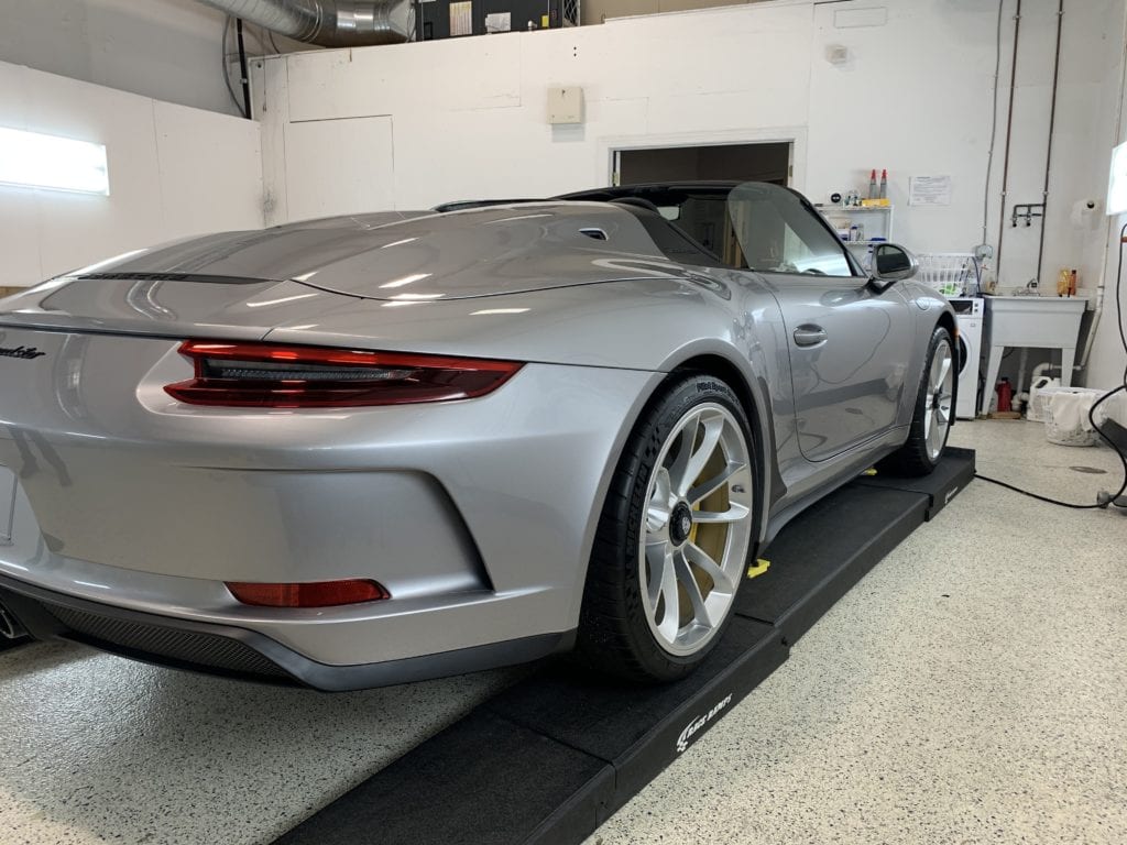 Photo of a Silver Porsche Ceramic Coating Raleigh NC