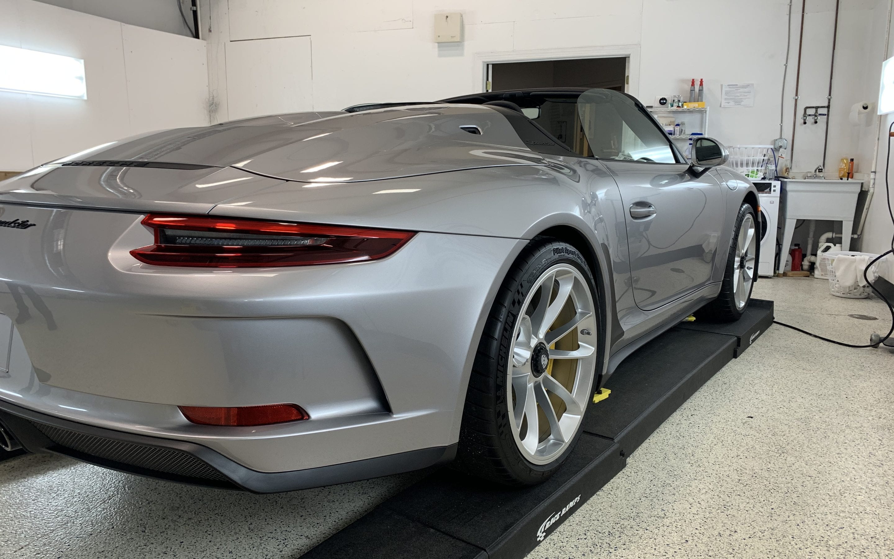 Photo of a Silver Porsche Ceramic Coating Raleigh NC